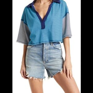 NWT We The Free On A Boat Boxy Crop Polo Top